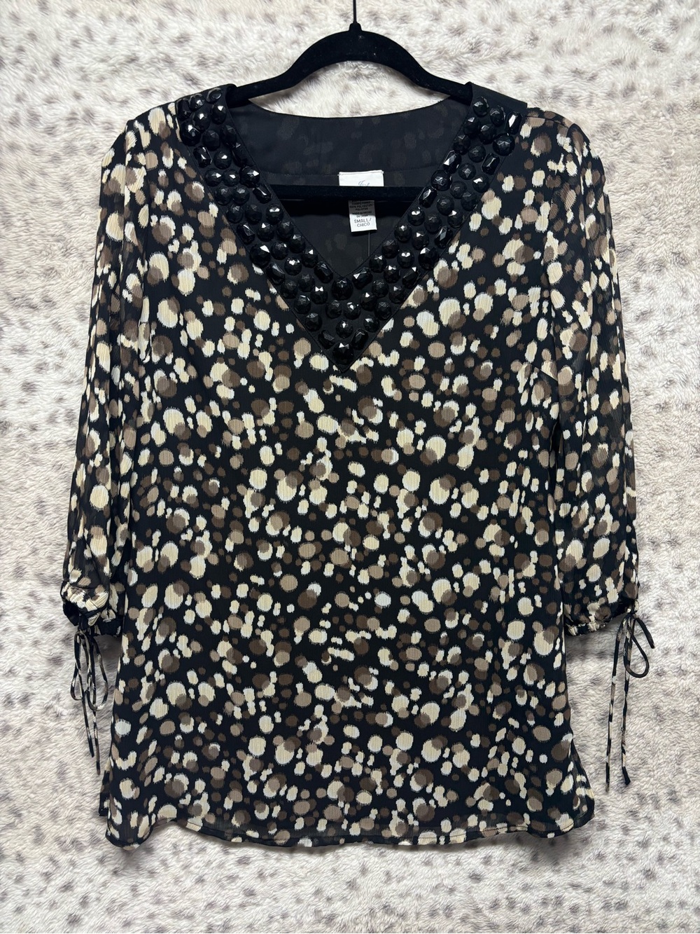 Y2K JACLYN SMITH LINED EMBELLISHES NECKLINE TOP